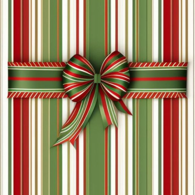 Christmas  wrapping paper sheet (Beautiful Colorful Stripes Christmas Wrapping Sheets with ribbon!)