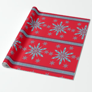 Christmas Wrapping Paper Snowflakes Red