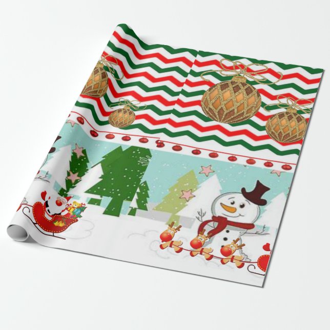 Christmas Wrapping Paper Snowman (Unrolled)