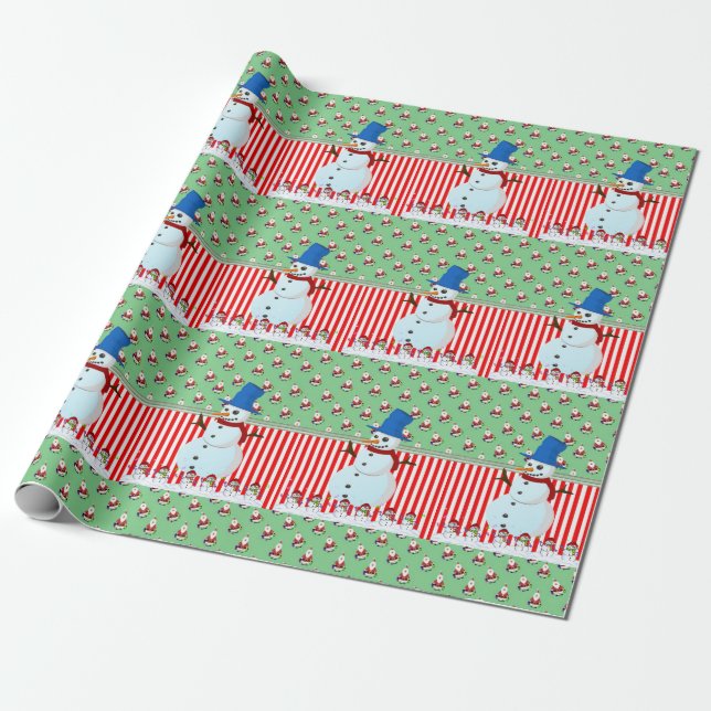 Christmas Wrapping Paper Snowman (Unrolled)