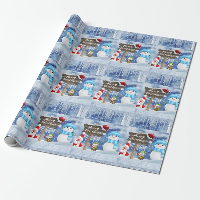 Christmas Wrapping Paper Snowman (Unrolled)