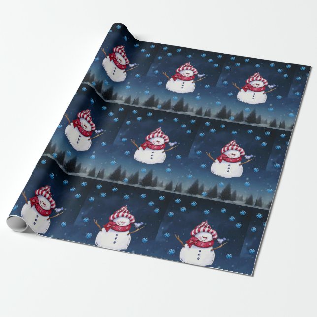 Christmas Wrapping Paper Snowman (Unrolled)