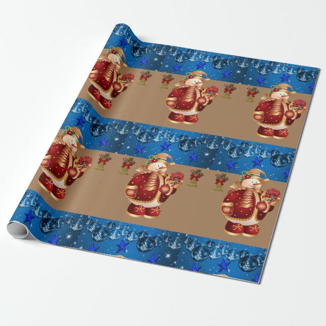 Christmas Wrapping Paper Snowman (Unrolled)