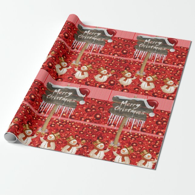Christmas Wrapping Paper Snowman (Unrolled)