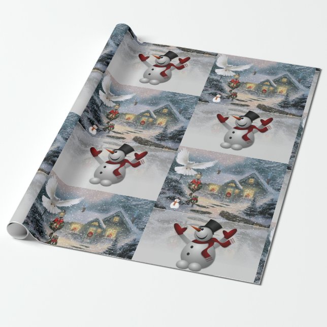 Christmas Wrapping Paper Snowman (Unrolled)