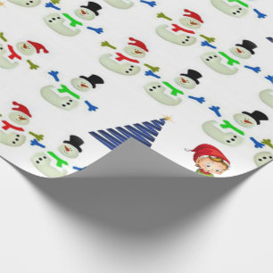 Christmas Wrapping Paper Snowman Elf