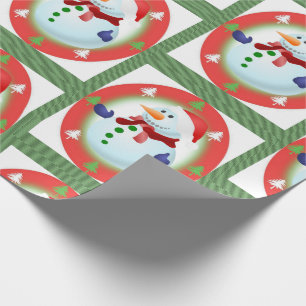 Christmas Wrapping Paper Snowman Green