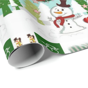Christmas Wrapping Paper Snowman Love