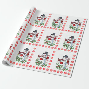 Christmas Wrapping Paper Snowman Peppermint