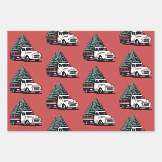 Christmas Wrapping Paper | Tree Truck Pattern (Front)
