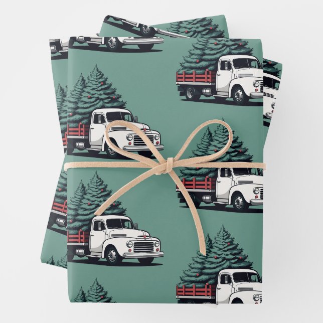 Christmas Wrapping Paper | Tree Truck Pattern (In situ)