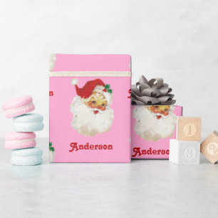 Christmas Wrapping Paper Vintage Santa Custom Name