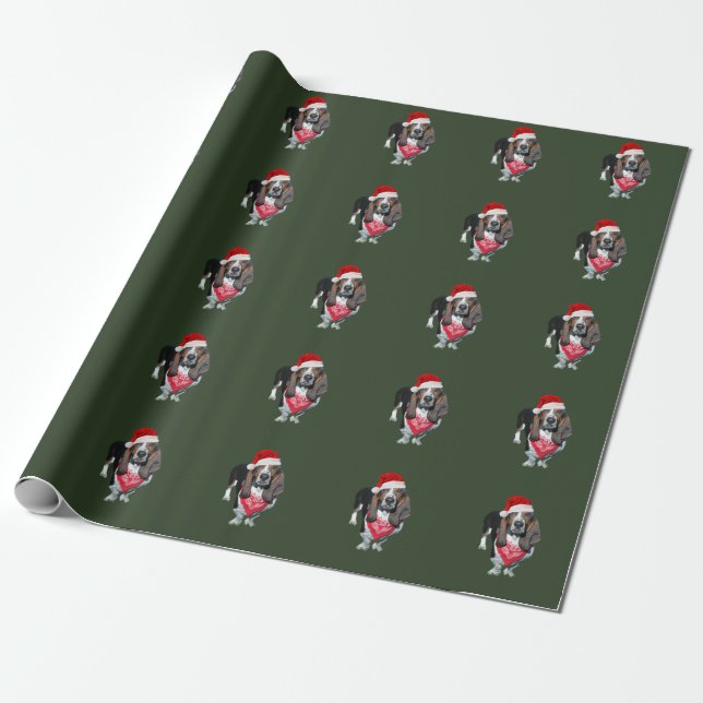 Christmas Wrapping Paper w/  basset hound (Unrolled)