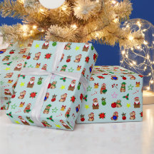 Christmas wrapping paper with capybaras