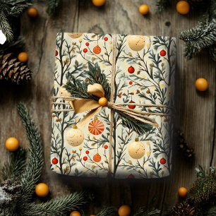 Christmas Wrapping Paper With Classic Ornaments 