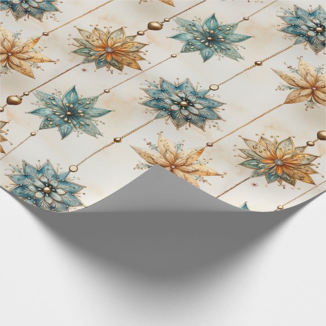Christmas Wrapping Paper with Green Ornaments (Corner)