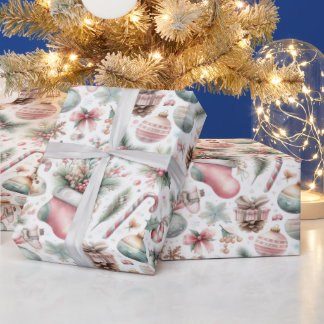Christmas wrapping paper with ornaments