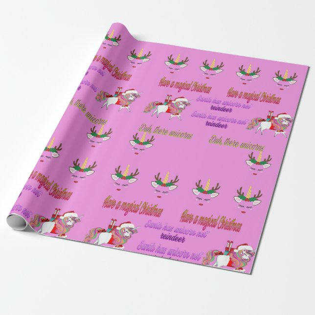 Christmas wrapping paper with unicorn on it (Unrolled)