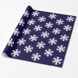 Christmas wrapping paper with white snowflakes