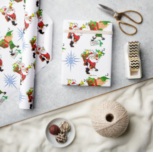 Christmas Wrapping Santa Elf Snowman Wrapping Paper