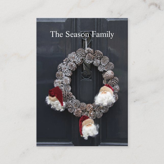 Christmas wreat on door new address enclosure card (Front)