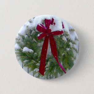 Christmas Wreath 6 Cm Round Badge