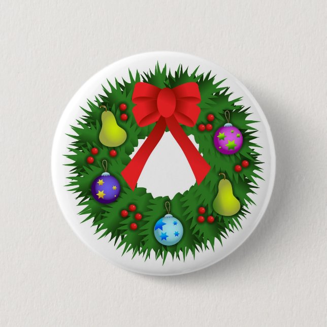 Christmas Wreath 6 Cm Round Badge (Front)