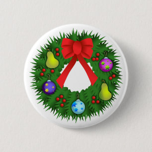 Christmas Wreath 6 Cm Round Badge