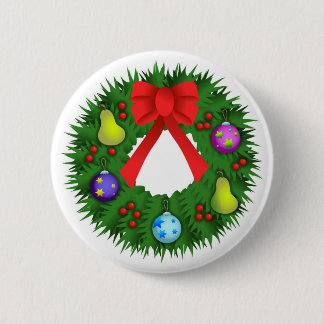Christmas Wreath 6 Cm Round Badge