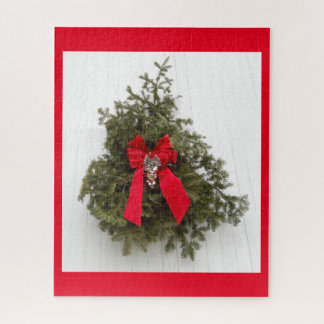 Christmas Wreath and Red Bow Jigsaw Puzzle