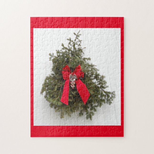 Christmas Wreath and Red Bow Jigsaw Puzzle (Vertical)