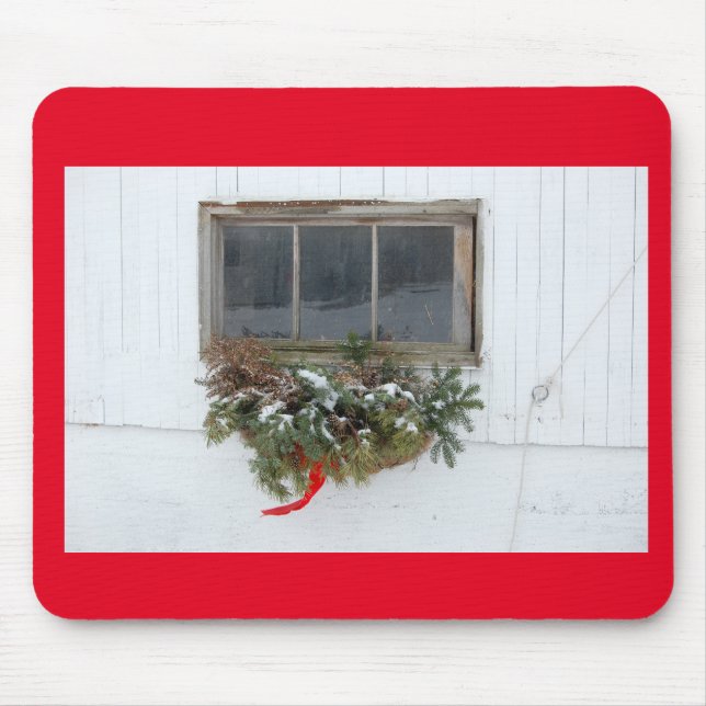 Christmas Wreath and Red Bow Mouse Mat (Front)