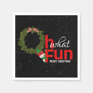 Christmas wreath and snowman napkin