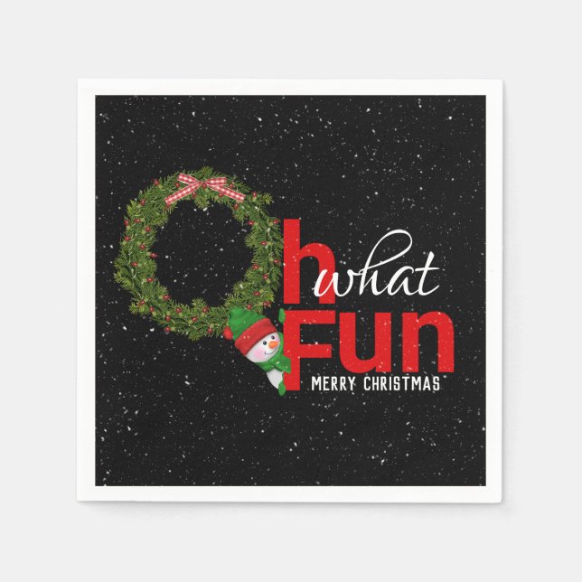 Christmas wreath and snowman napkin (Front)