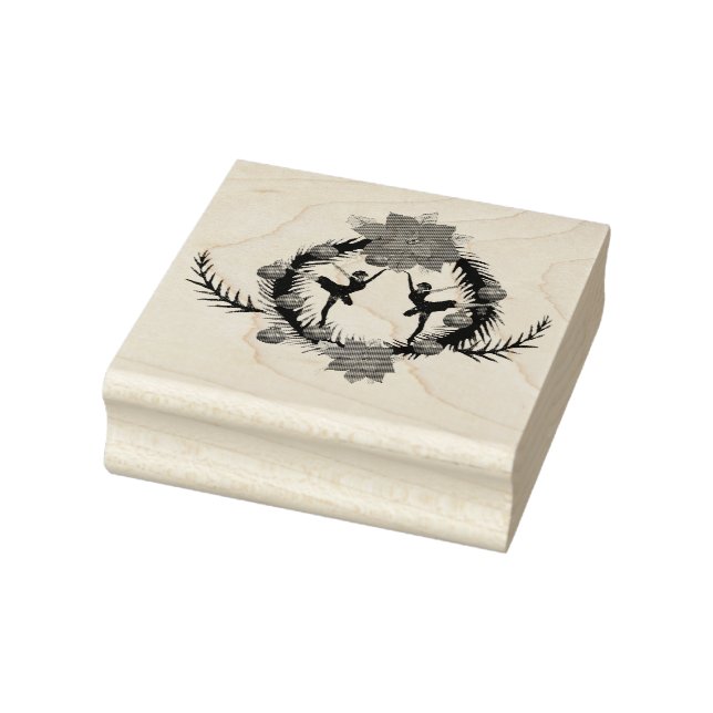 Christmas Wreath Ballerina Girls  Rubber Stamp (Stamp)