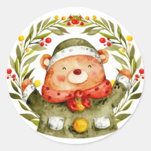 Christmas Wreath Bear Sticker