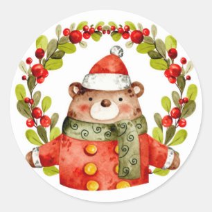 Christmas Wreath Bear Sticker