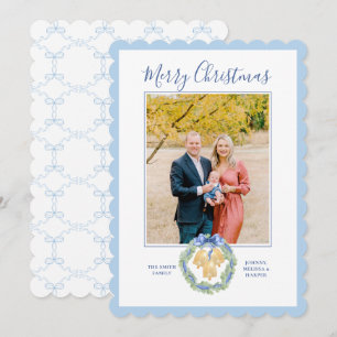 Christmas Wreath Bells Grandmillenial Photo Holiday Card
