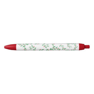 Christmas Wreath Berry Black Ink Pen