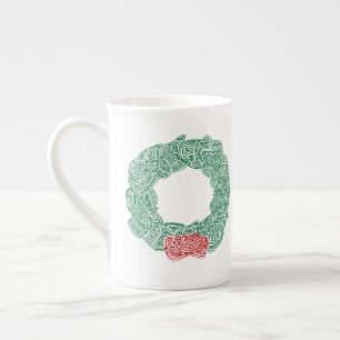 Christmas Wreath Bone China Mug