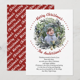 Christmas wreath branches with greenery photo holiday card