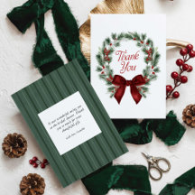 Christmas Wreath Bridal Shower Thank You Card
