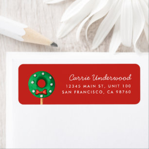 Christmas Wreath Cake Pop Return Address Label