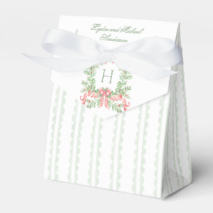 Christmas Wreath Candy Cane Bow Monogram Wedding Favour Box