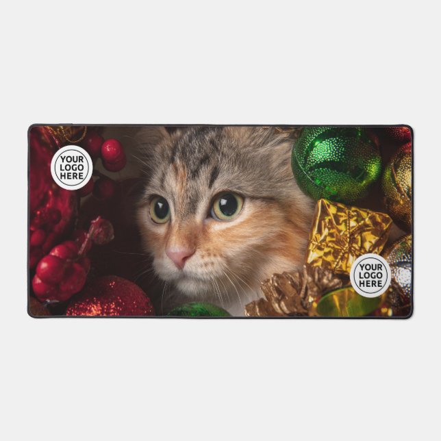 Christmas Wreath Cat Desk Mat Mouse Pad (Front)