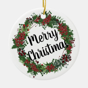 Christmas Wreath Ceramic Tree Decoration