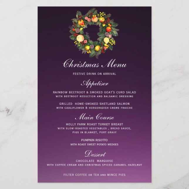 CHRISTMAS WREATH | CHRISTMAS MENU (Front)