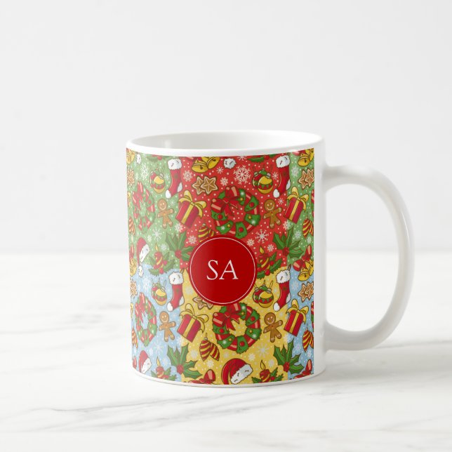 Christmas wreath, Christmas Ornaments, Santa's Hat Coffee Mug (Right)