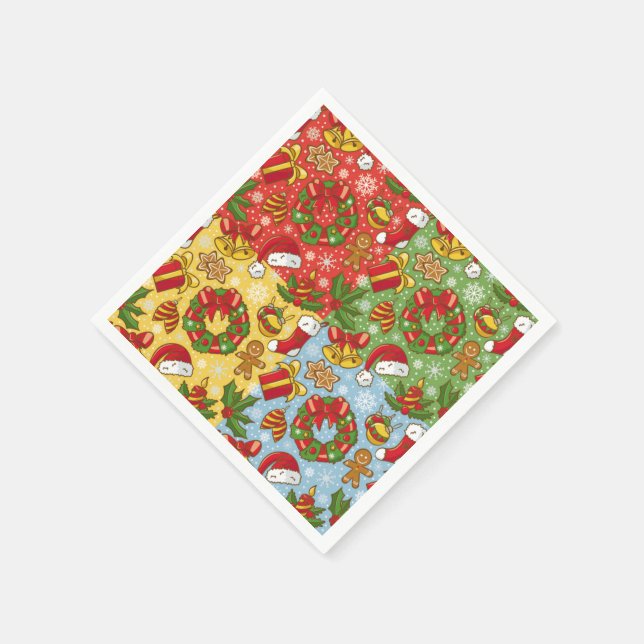 Christmas wreath, Christmas Ornaments, Santa's Hat Napkin (Corner)