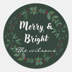 Christmas wreath classic round sticker